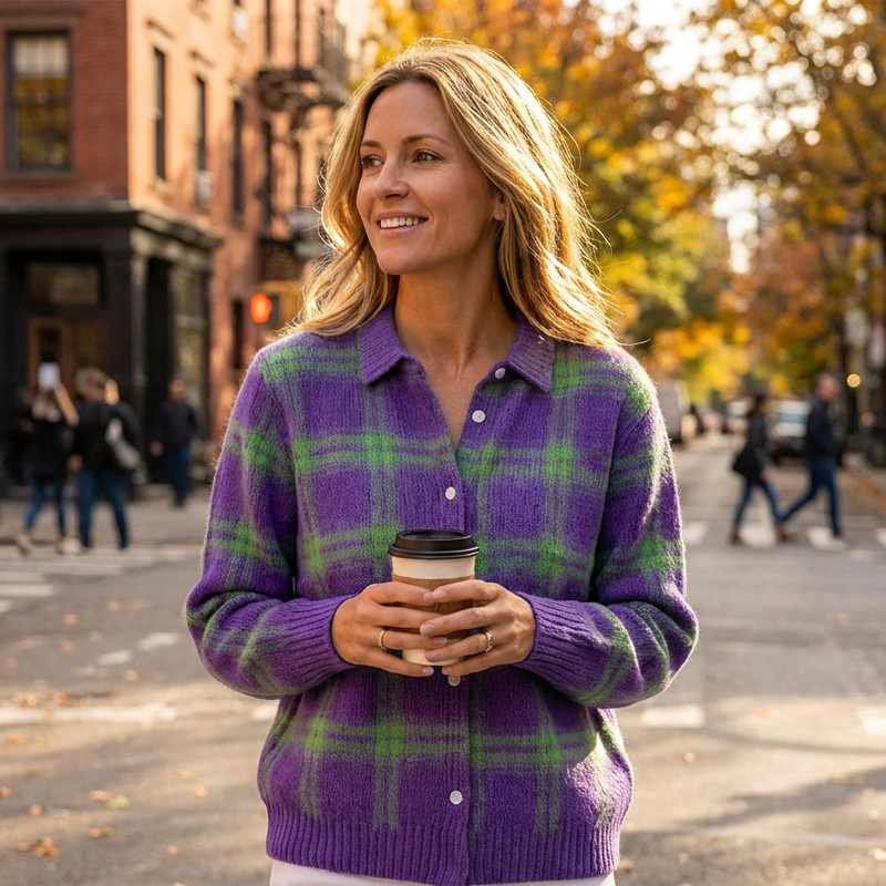 💖Women's Plaid Button-Down Sweater Jacket