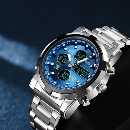 Waterproof Military Watch for Men – Analog-Digital, Stainless Steel & Shock-Resistant 🛡️