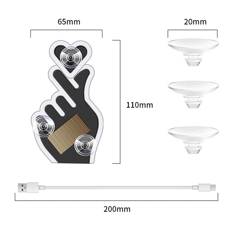 Solar-Powered Finger Heart LED Car Light