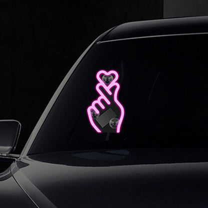 Solar-Powered Finger Heart LED Car Light