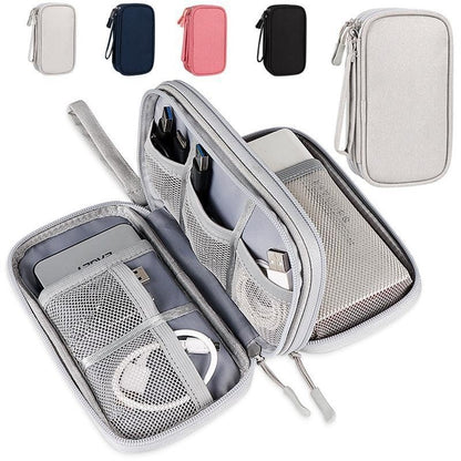 Portable Double-Layer Electronics Organizer Travel Bag