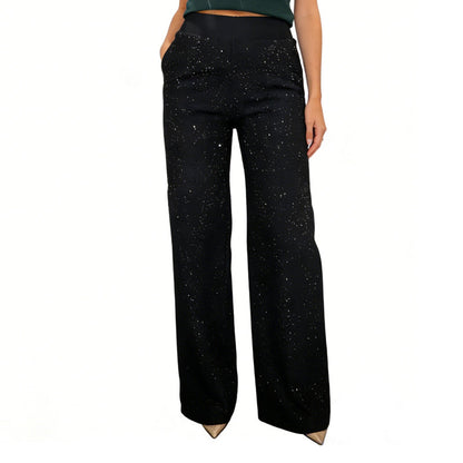 High-Waist Glitter Straight-Leg Trousers