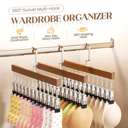 👕360° Swivel Multi-Hook Wardrobe Organizer