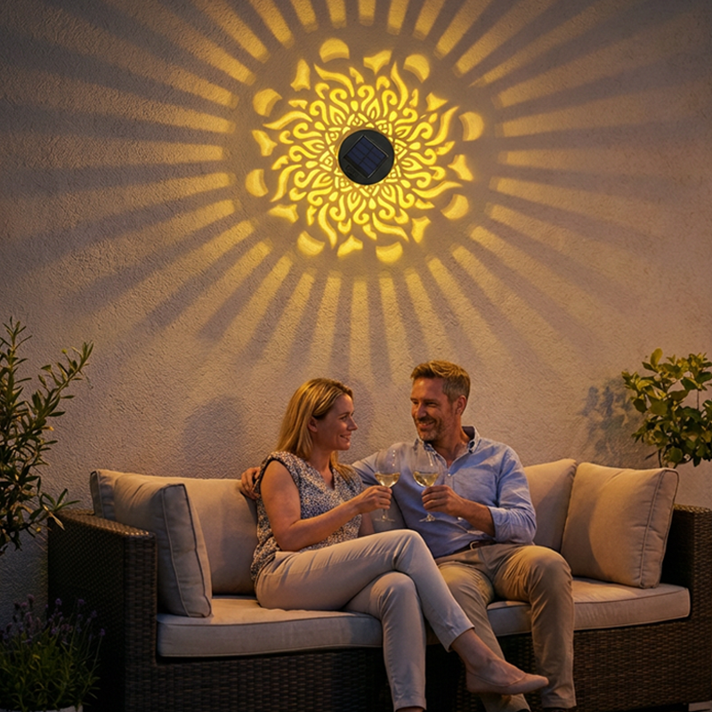 Solar-Powered Mandala Projector Light