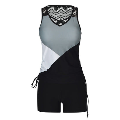 Women's Tummy Control Tankini Set with Built-In Bra – Flattering Boho Swimwear with Shorts