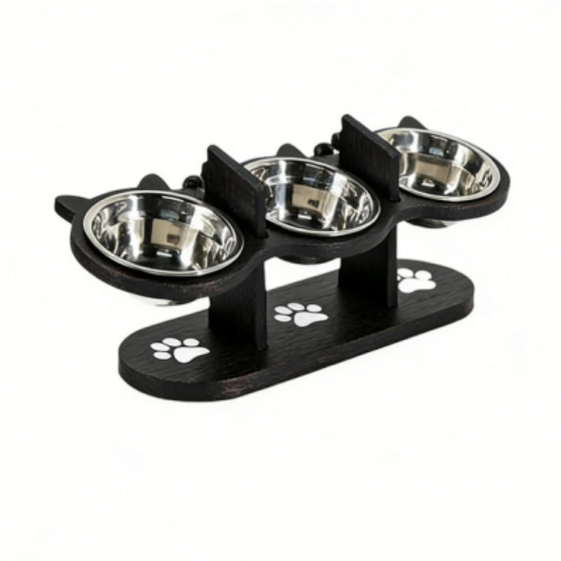 🐾 Anti-Slip Elevated 3-Bowl Pet Feeder! 🍲🐶🐱