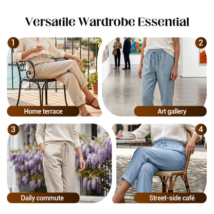 👖Casual Cotton and Linen Pants for Women – Breathable, High-Waisted & Ankle-Length Elegance🤍