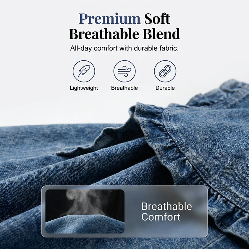 🧥 Women's Ruffle Trim Open-Front Denim Jacket – Lightweight, feminine & versatile – chic for any outfit 👗