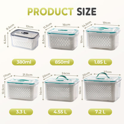 🥗 🧊 2 in 1 Draining Fresh-Keep Food Container – Airtight & Microwave Safe – Fridge Essential 🔒
