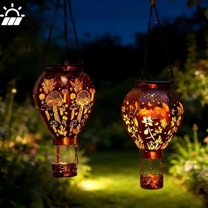 🎈Solar Hot Air Balloon Lantern – Auto-On, Hollow-Out Projection, Weatherproof 🌿