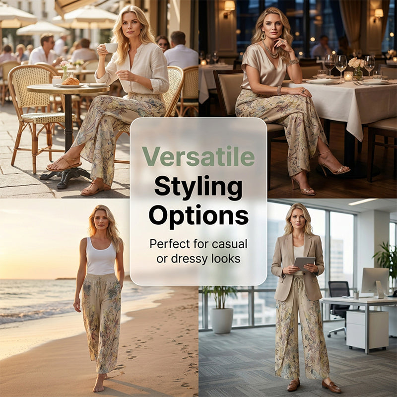 🌷Summer Cool Dea🎉Women's Printed Wide-Leg Drawstring Trousers