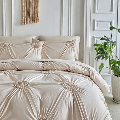 🛏️ ☁️Elegant Pinch Pleat Duvet Cover Set