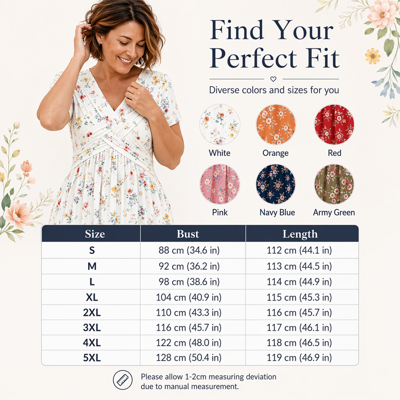 ✨ Women's Floral Twist Waist V-Neck Dress | Everyday Elegance