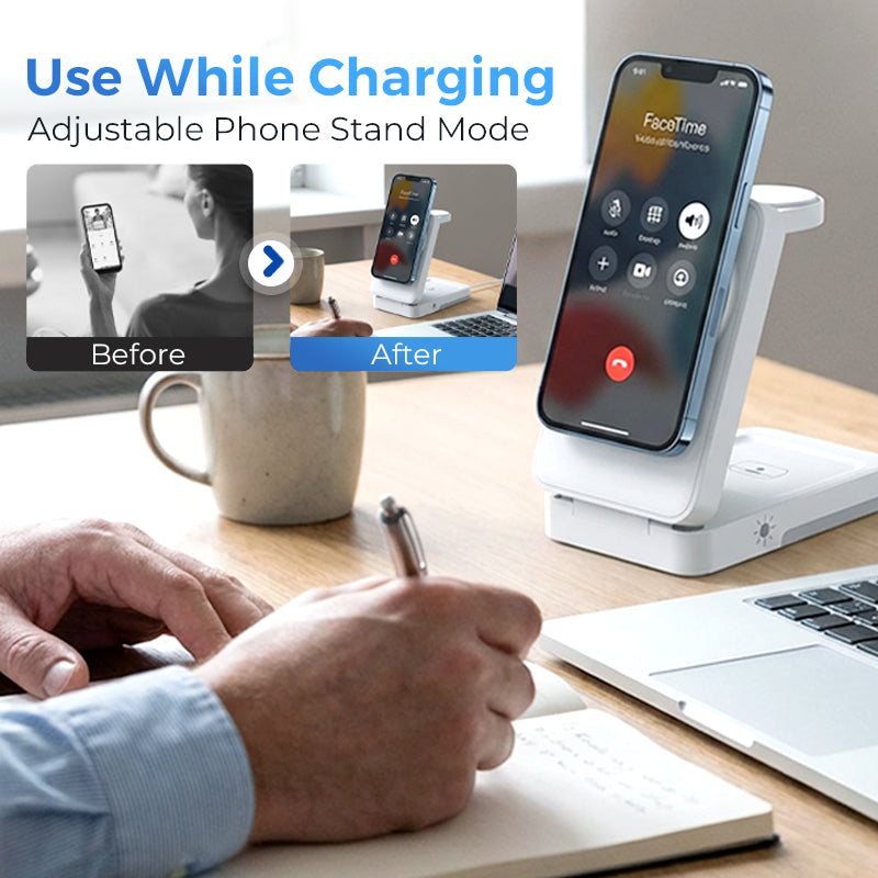 🔋 3-in-1 Foldable Magnetic Charging Stand | Wireless Charging Station for Phone, Watch & Earbuds | Compact & Space-Saving ✨