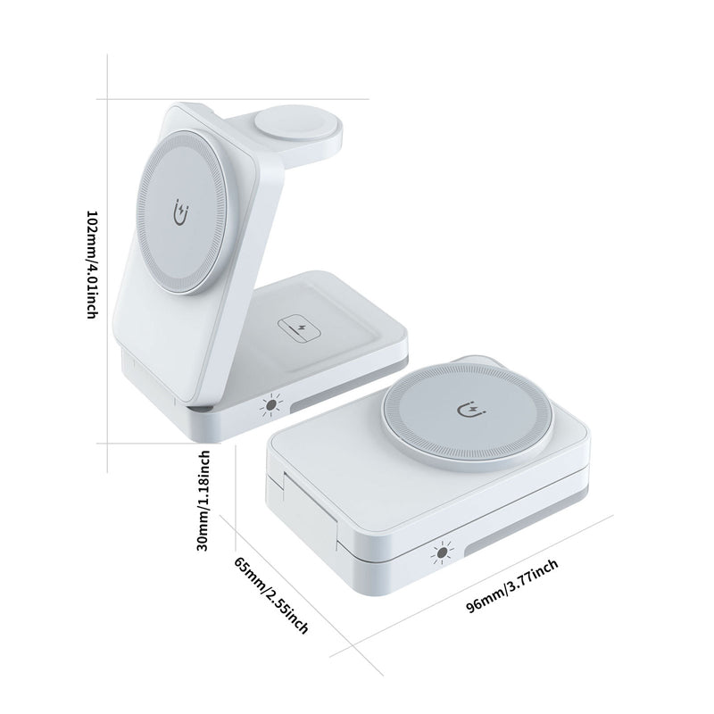 🔋 3-in-1 Foldable Magnetic Charging Stand | Wireless Charging Station for Phone, Watch & Earbuds | Compact & Space-Saving ✨