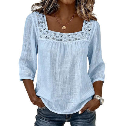 Women’s Square Neck Lace Crochet Blouse