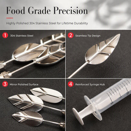 🎂Professional 3D Jelly Art Kit‑ 304 Stainless Steel 10‑Piece Floral Gelatin Art Tools with Syringe, DIY 3D Flower Jelly Cake Decorating Set for Pastry & Baking Lovers