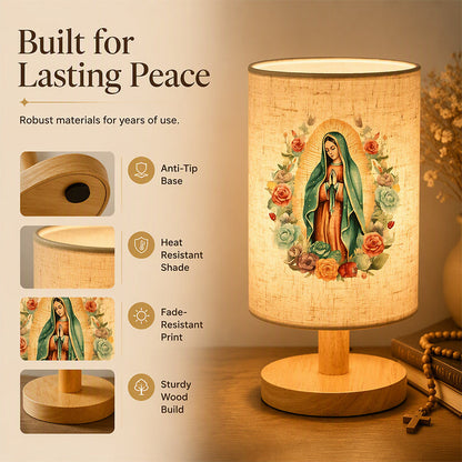 Virgin Mary Pattern Wooden Table Lamp