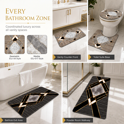 🛁 🧼 4‑Piece Faux Cashmere Bathroom Rug Set – Ultra‑Soft Plush Underfoot, Overlock Stitched & Secure Grip 🚿