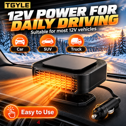 Portable Car Heater Defroster with 360-Degree Rotating Base