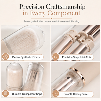 🖌️Portable Retractable Makeup Brush Set Multifunctional Travel Cosmetic Tool with Powder Blush and Silicone Lip Brush