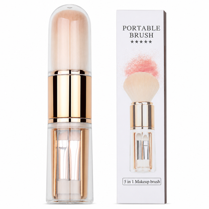 🖌️Portable Retractable Makeup Brush Set Multifunctional Travel Cosmetic Tool with Powder Blush and Silicone Lip Brush
