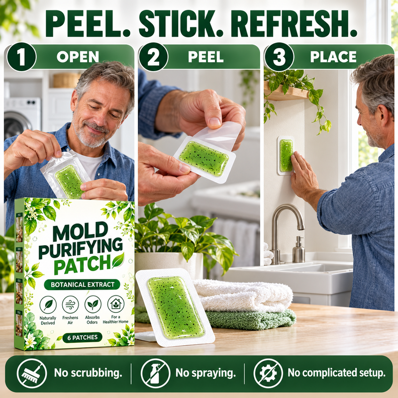 🧪 6Pcs Mold Purifying Patches – Botanical Mildew Removal Pads, Long Lasting Mold Inhibitor for Bathroom, Kitchen, Wall Corners & Damp Hidden Spots